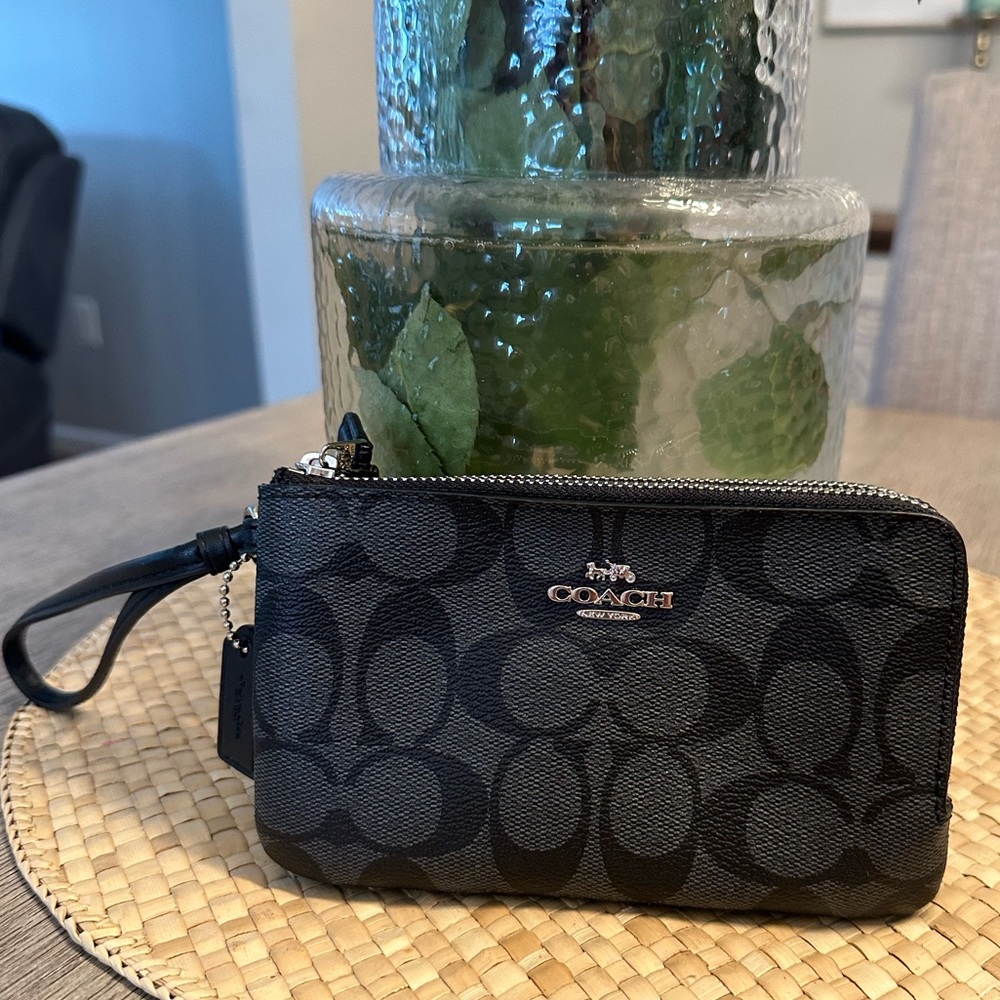 NWOT 🚨 Coach PVC Double All-Around zip wallet wristlet - Black